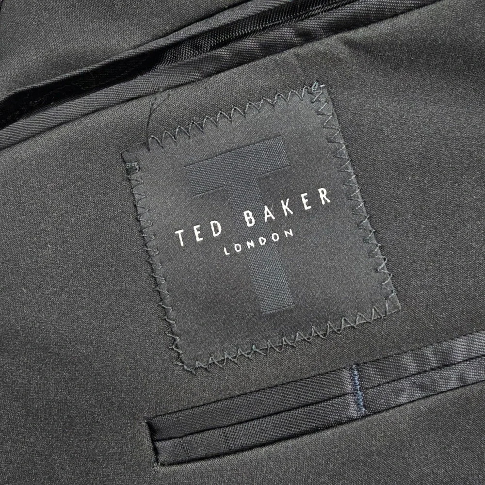 Ted Baker Josh Tuxedo Jacket Mens 42L Black Floral Jacquard Wool Cashmere Italy